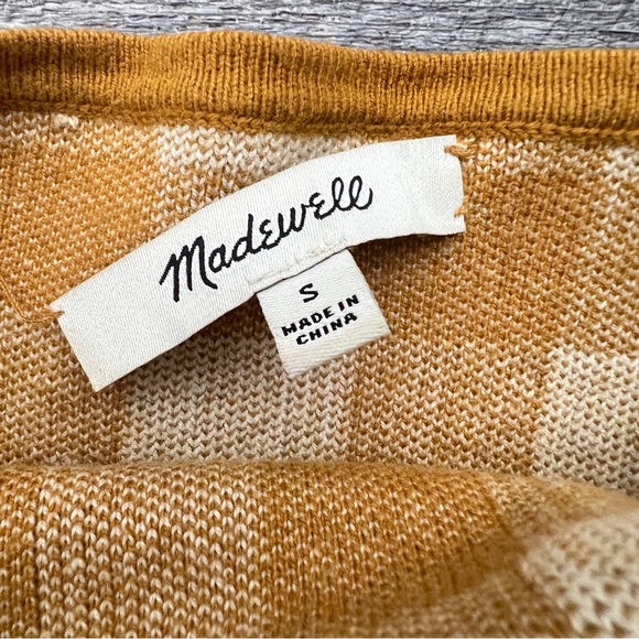 Madewell Hannah gingham apron top mustard yellow and cream checkered small B140 - Picture 4 of 6